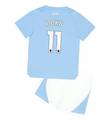 Manchester City Jeremy Doku #11 Hemmakläder Barn 2023-24 Kortärmad (+ Korta byxor)